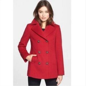 Fleurette Loro Piana Red Wool Double Breasted Pea Coat